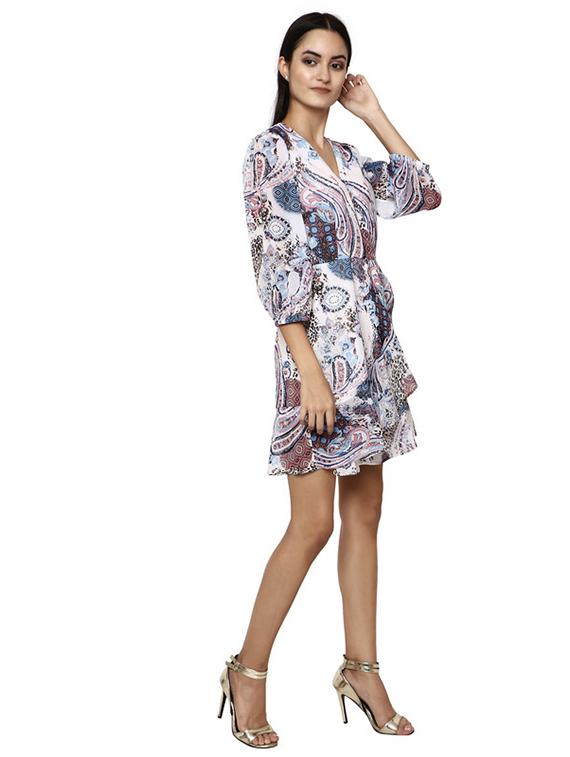 v neck printed a-line dress - 17193778 - Zoom Image - 2