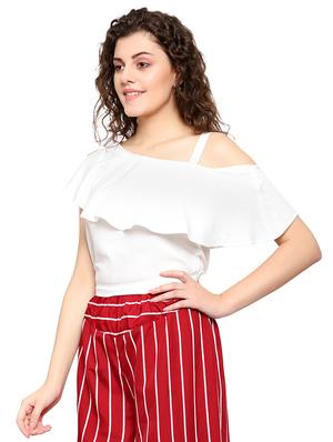 white poly crepe ruffle top - 17194081 - Standard Image - 3