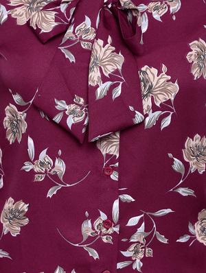 maroon poly crepe regular top - 17194082 - Standard Image - 6