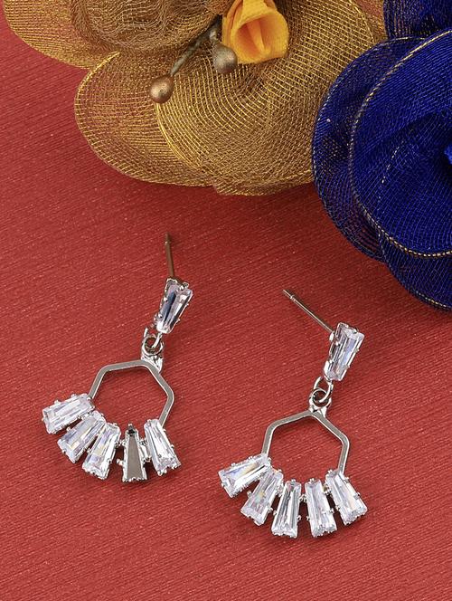 silver metal drop earring - 17194356 - Standard Image - 1