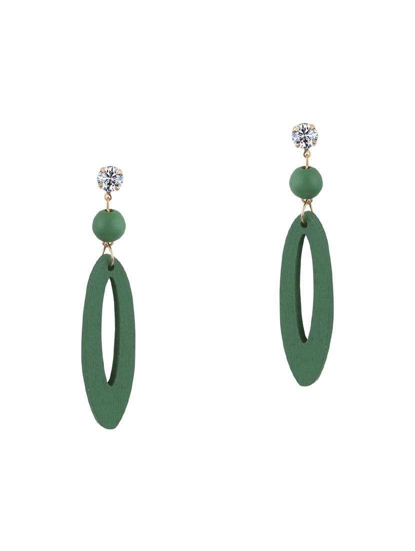 green metal drop earring - 17194387 - Zoom Image - 2