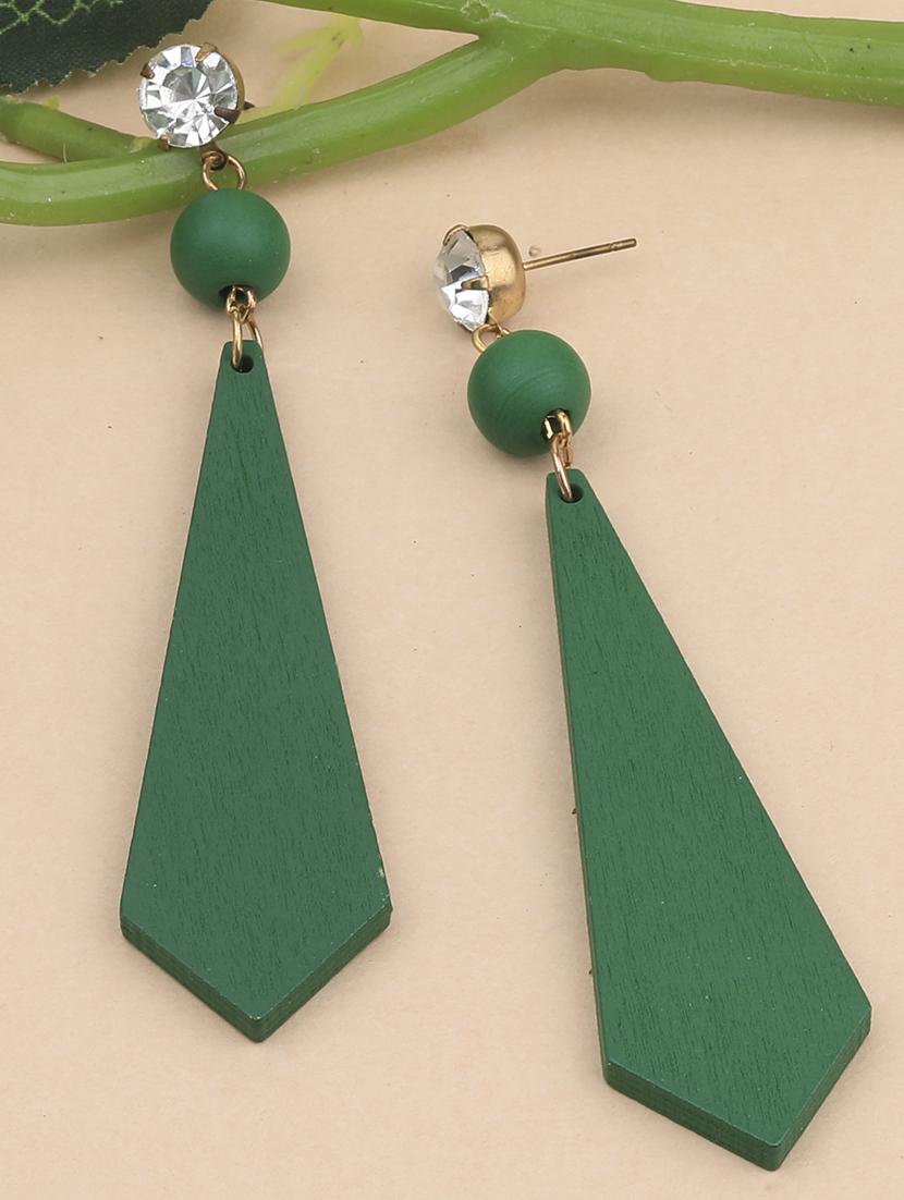 green metal drop earring - 17194414 - Zoom Image - 1