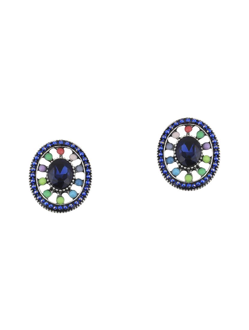 blue metal studs earring - 17194487 - Zoom Image - 2