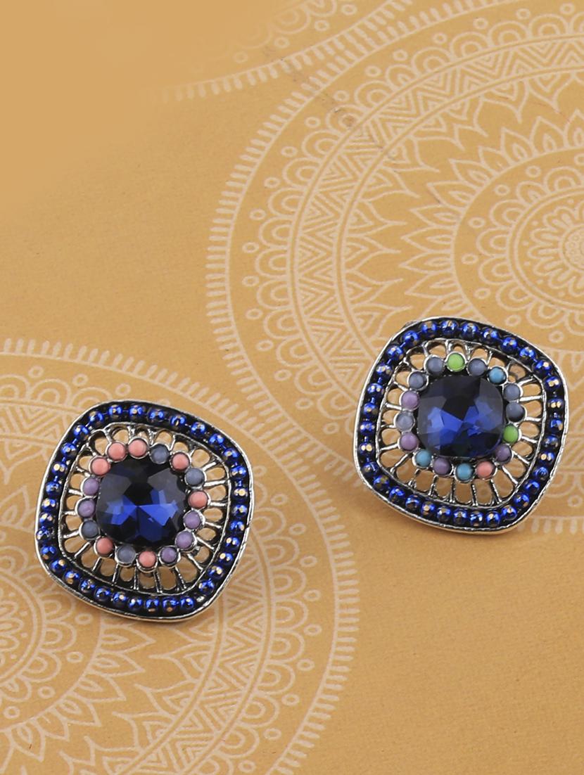 blue metal studs earring - 17194499 - Zoom Image - 1
