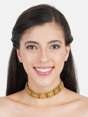 gold metal choker necklace - 17194874 - Standard Image - 4