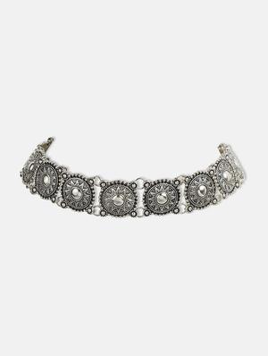 silver metal choker necklace - 17194875 - Standard Image - 2