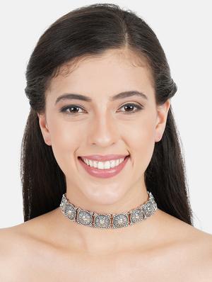 silver metal choker necklace - 17194875 - Standard Image - 4