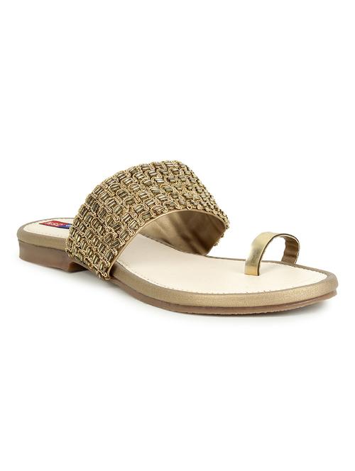 gold slip on sandals - 17195071 - Standard Image - 1