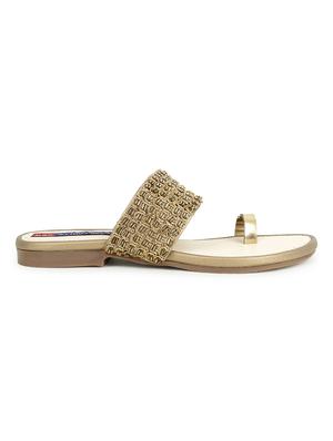 gold slip on sandals - 17195071 - Standard Image - 2