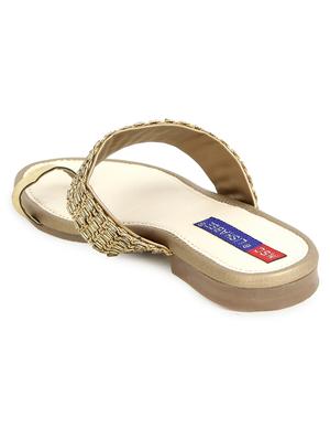 gold slip on sandals - 17195071 - Standard Image - 4