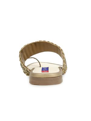 gold slip on sandals - 17195071 - Standard Image - 5