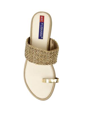 gold slip on sandals - 17195071 - Standard Image - 6