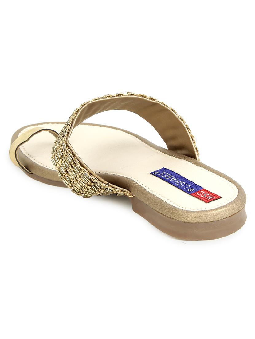 gold slip on sandals - 17195071 - Zoom Image - 4