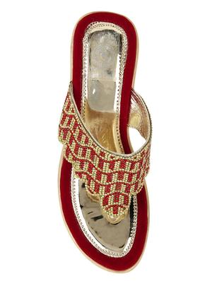 msc synthetic red stylish fancy wedges for women - 17195076 - Standard Image - 4