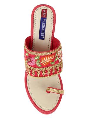 msc synthetic red stylish fancy wedges for women - 17195077 - Standard Image - 4