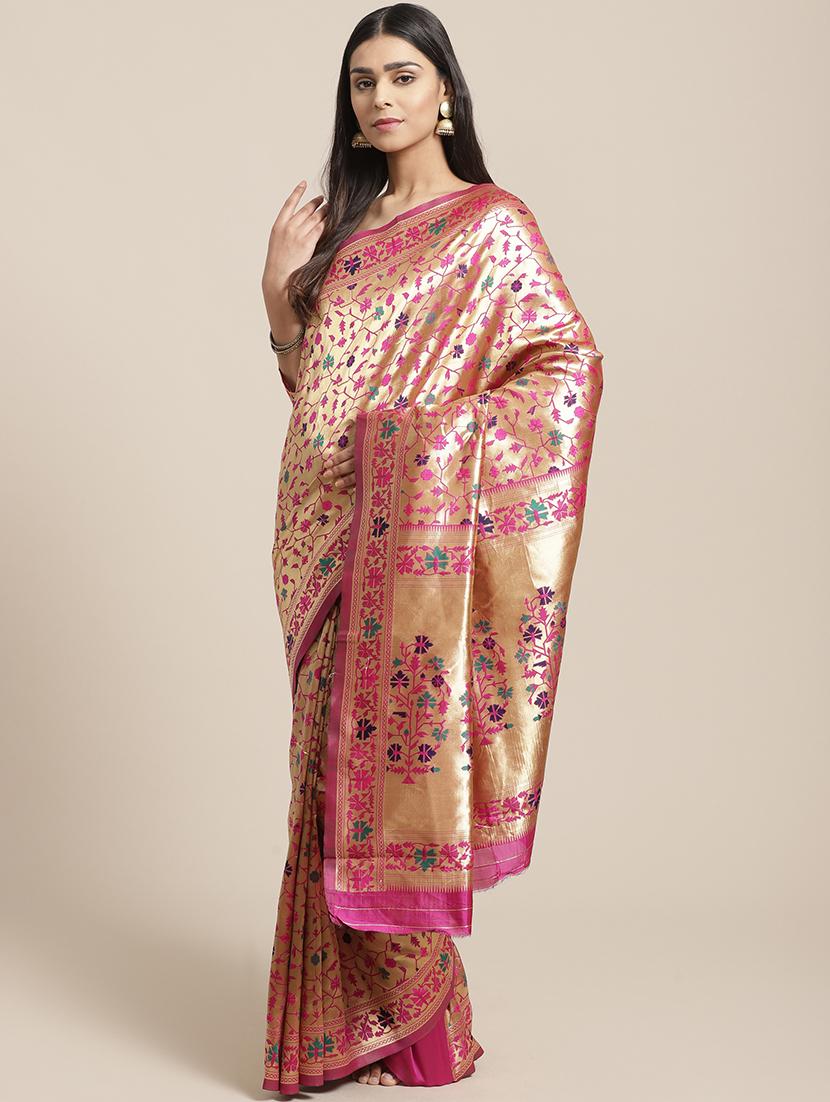 floral banarasi saree with blouse - 17195122 - Zoom Image - 1