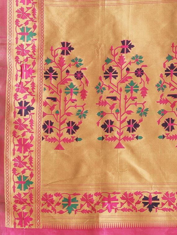 floral banarasi saree with blouse - 17195122 - Zoom Image - 3