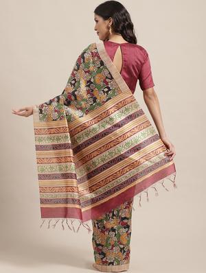 floral printed saree with blouse - 17195133 - Standard Image - 2