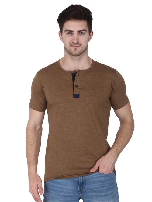 brown solid t-shirt - 17195256 - Standard Image - 1