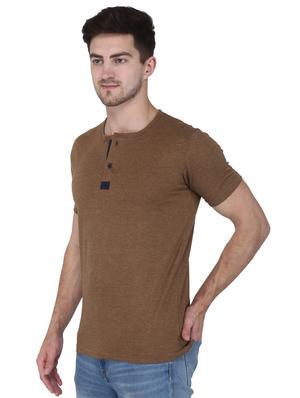 brown solid t-shirt - 17195256 - Standard Image - 2