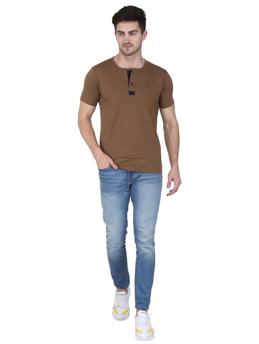 brown solid t-shirt - 17195256 - Zoom Image - 4