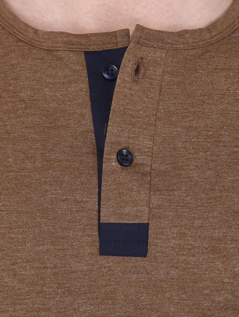 brown solid t-shirt - 17195256 - Zoom Image - 5