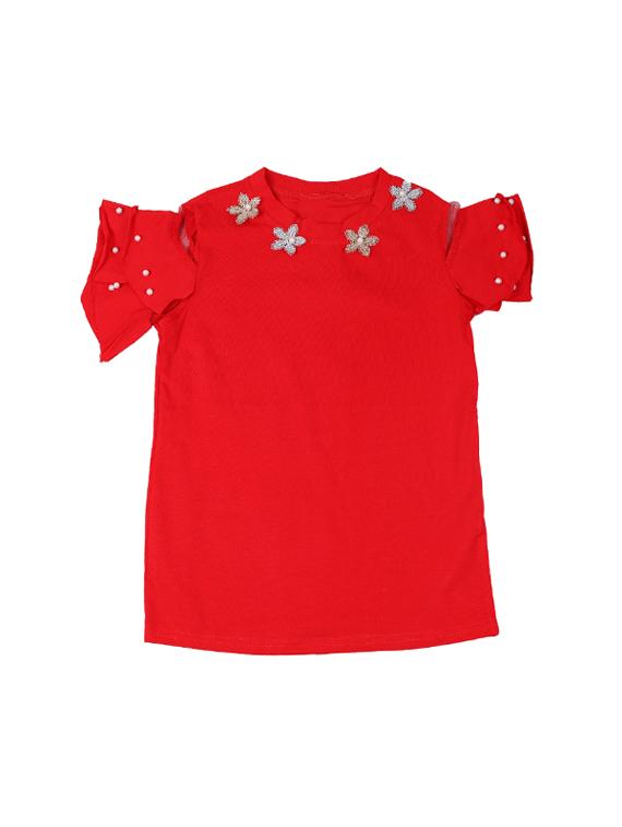 red cotton regular tops & tee - 17195836 - Zoom Image - 1