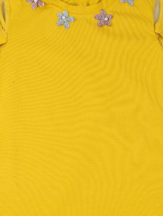 yellow cotton regular tops & tee - 17195838 - Zoom Image - 3