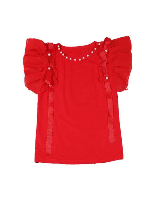 red cotton regular tops & tee - 17195839 - Standard Image - 1