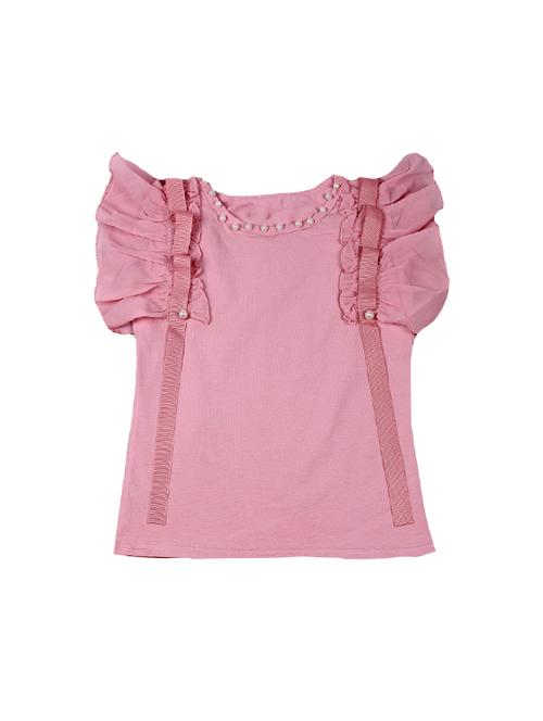 pink cotton regular tops & tee - 17195840 - Standard Image - 1