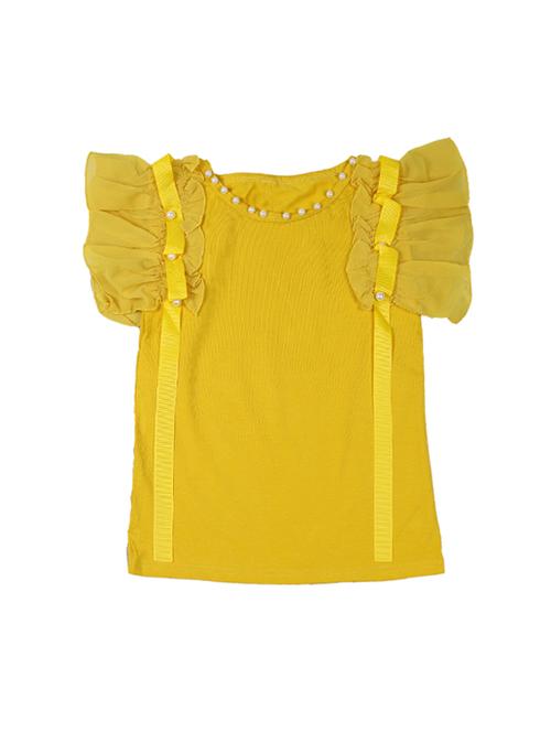 yellow cotton regular tops & tee - 17195842 - Standard Image - 1