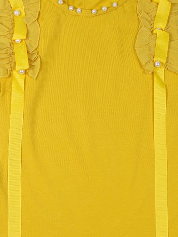 yellow cotton regular tops & tee - 17195842 - Zoom Image - 3
