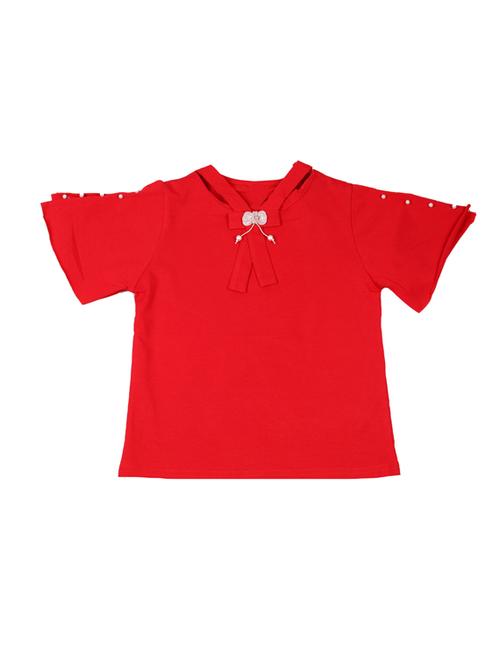 red cotton regular tops & tee - 17195846 - Standard Image - 1