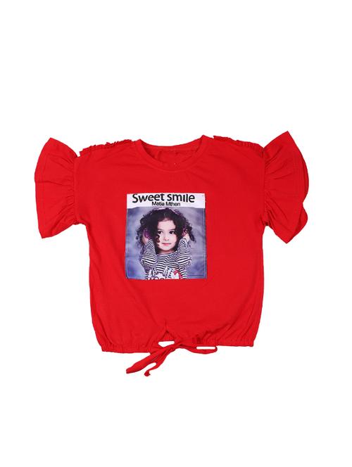 red cotton regular tops & tee - 17195850 - Standard Image - 1