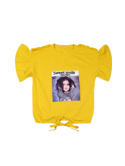 yellow cotton regular tops & tee - 17195851 - Standard Image - 1