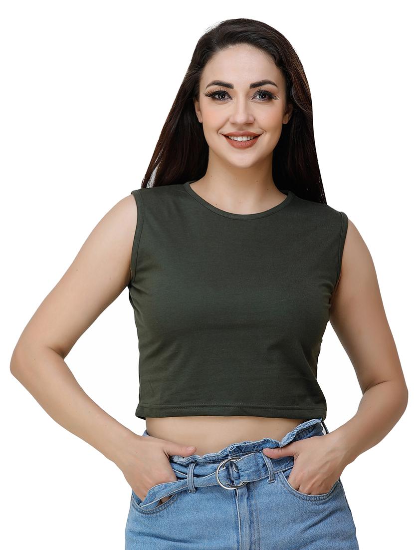green cotton crop top - 17196182 - Zoom Image - 1
