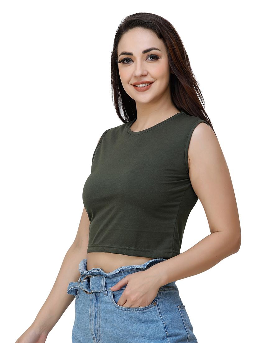green cotton crop top - 17196182 - Zoom Image - 2