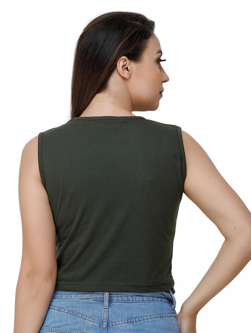 green cotton crop top - 17196182 - Zoom Image - 3