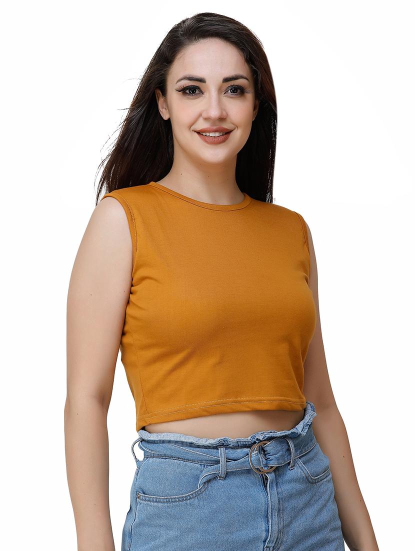 yellow cotton crop top - 17196186 - Zoom Image - 2