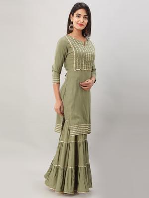 gota work kurta sharara set - 17196219 - Standard Image - 2