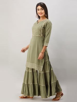 gota work kurta sharara set - 17196219 - Standard Image - 3