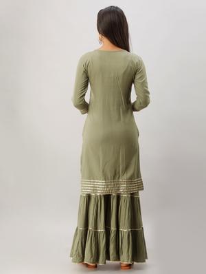 gota work kurta sharara set - 17196219 - Standard Image - 4