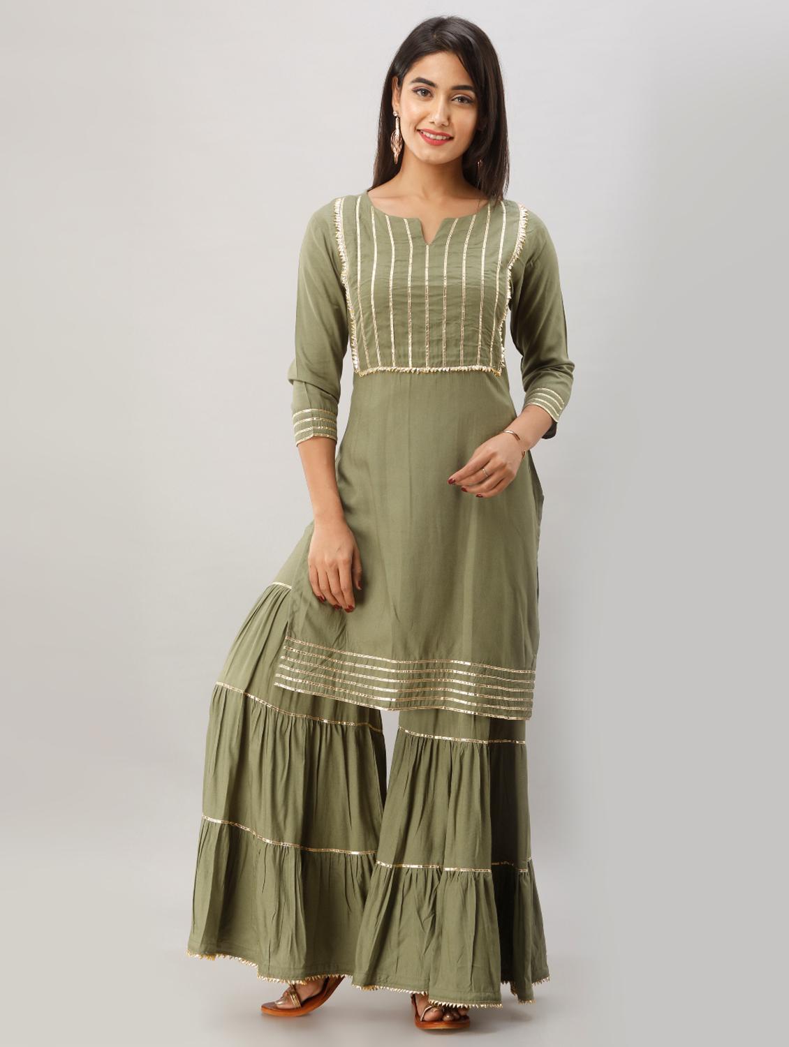 gota work kurta sharara set - 17196219 - Zoom Image - 1