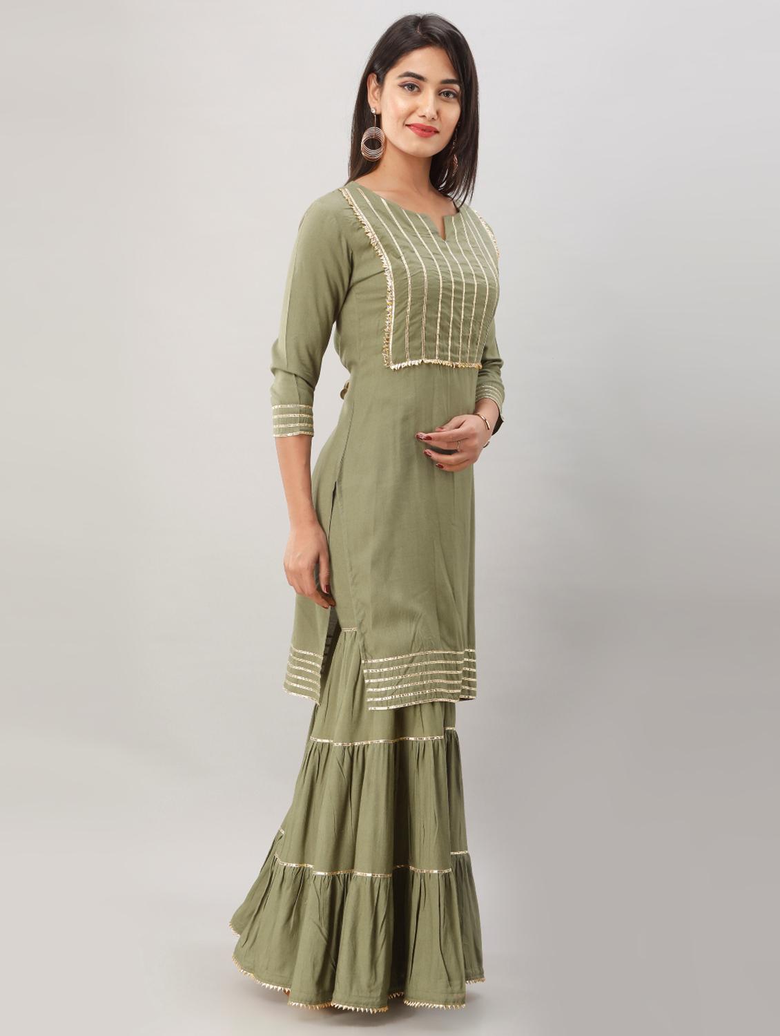 gota work kurta sharara set - 17196219 - Zoom Image - 2