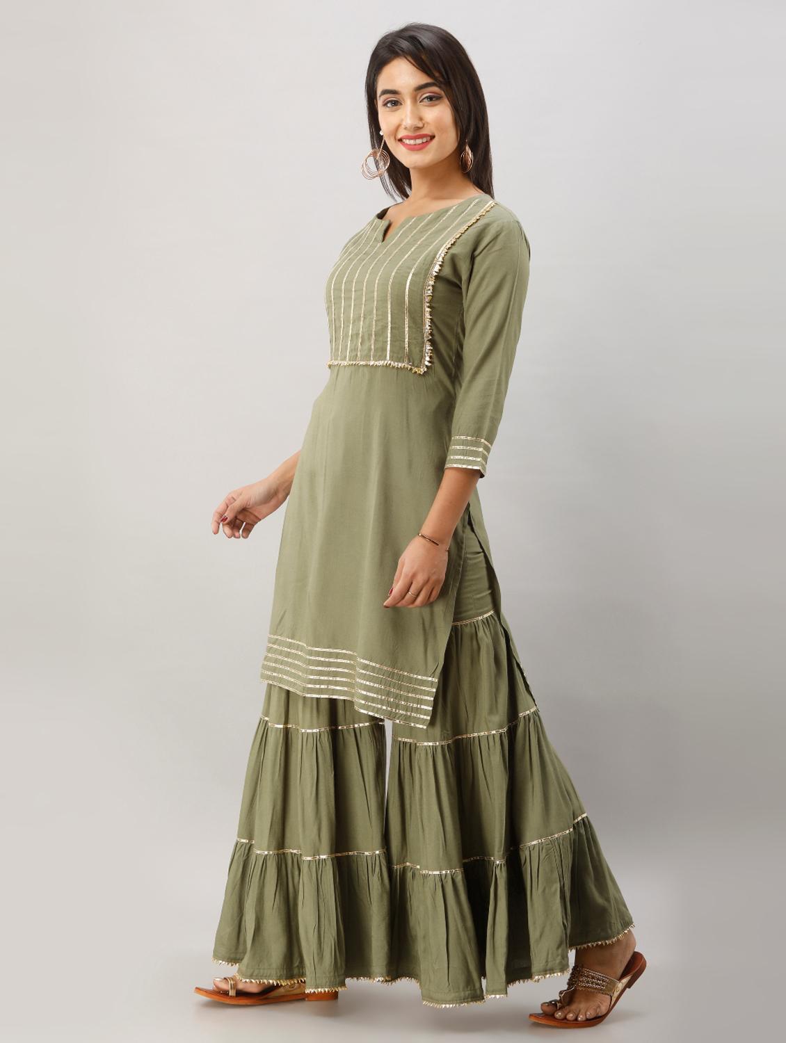 gota work kurta sharara set - 17196219 - Zoom Image - 3