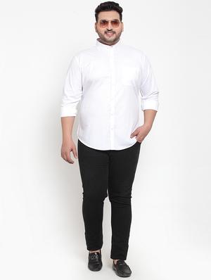 white solid plus size casual shirt - 17196290 - Standard Image - 4