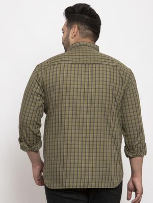 khaki checkered plus size casual shirt - 17196300 - Standard Image - 3