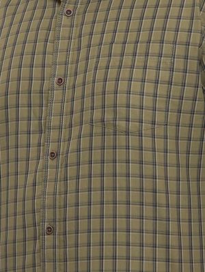 khaki checkered plus size casual shirt - 17196300 - Standard Image - 5