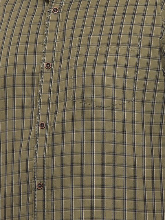 khaki checkered plus size casual shirt - 17196300 - Zoom Image - 5