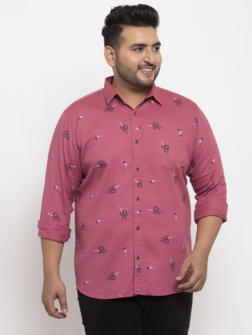 pink printed plus size casual shirt - 17196304 - Zoom Image - 1
